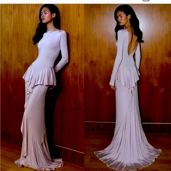 Helsa Dresses & Skirts - Helsa Maxi Dress Amala Ruffle Gray Lavender Long Sleeve size s